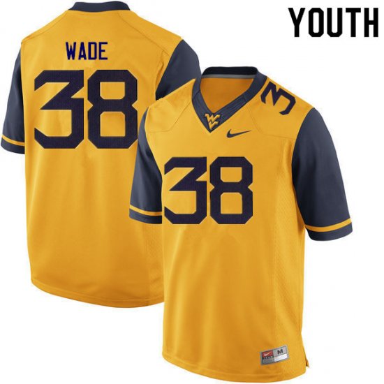 Youth West Virginia Mountaineers NCAA #38 Devan Wade Gold Authentic Nike Stitched College Football Jersey IK15M10QC